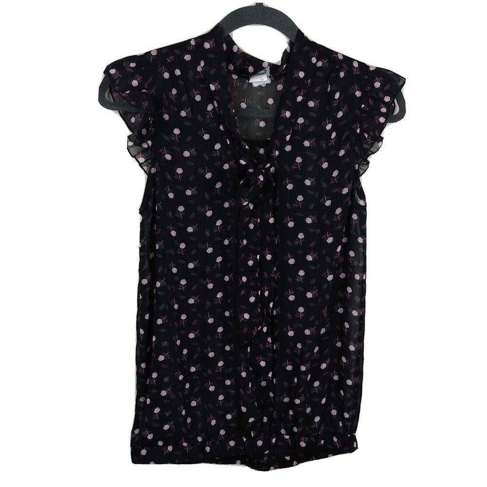 THX Thanx Collection Ruffle Short Sleeve Sheer Romantic Peasant Boho Chic Med.